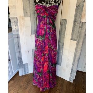 Tadashi Shoji | Long Strapless Floral Formal Gown